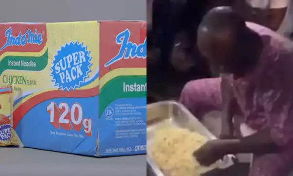 Man finishes 10 hot Indomie Super Pack noodles in Lagos (Video)